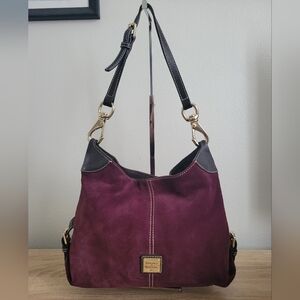 Dooney & Bourke Wine and Brown Suede Shoulder Bag